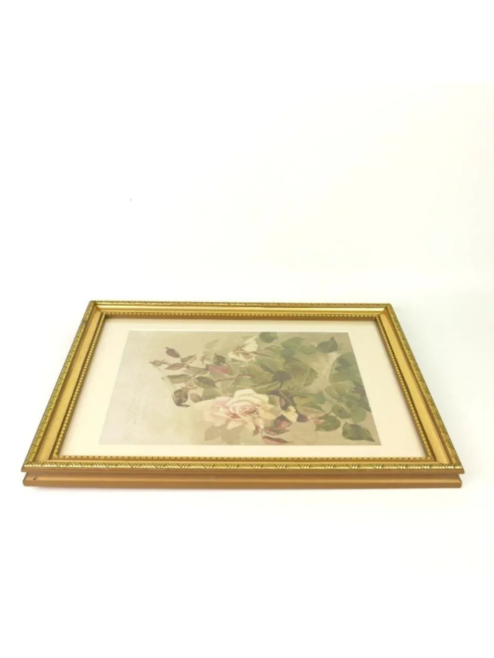 Antique 1889 Louis Prang Chromolithograph Pink Roses Ellen Thayer Fisher Framed